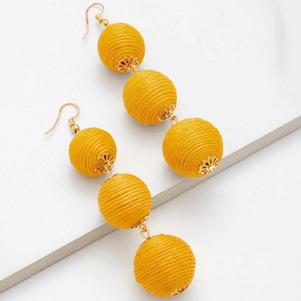Pom Pom Design Drop Earrings